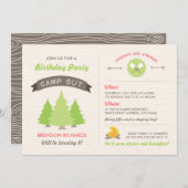 Fun Birthday Camp Out Uitnodiging (Voorkant / Achterkant)