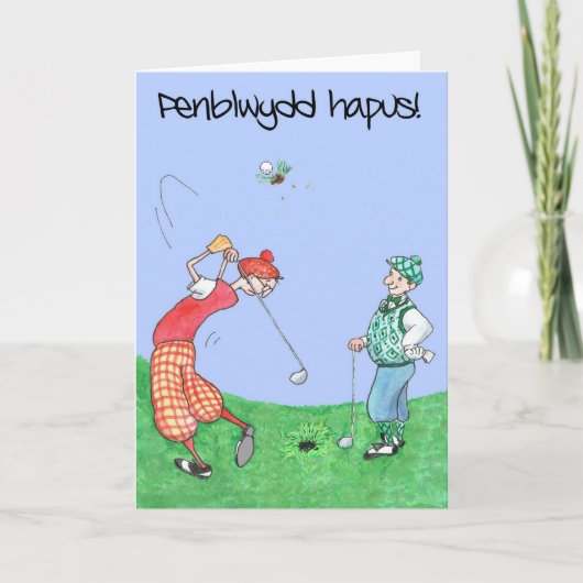 Fun Birthday Card for Golfer, Welsh Greeting Kaart (Voorkant)