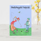 Fun Birthday Card for Golfer, Welsh Greeting Kaart (Gele Bloem)