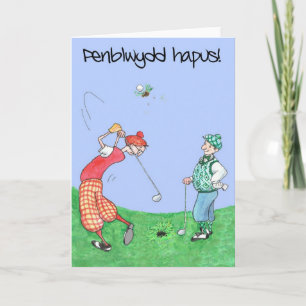 Fun Birthday Card for Golfer, Welsh Greeting Kaart