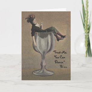 Fun Birthday Card Lady in Wine Glass Trust Kaart