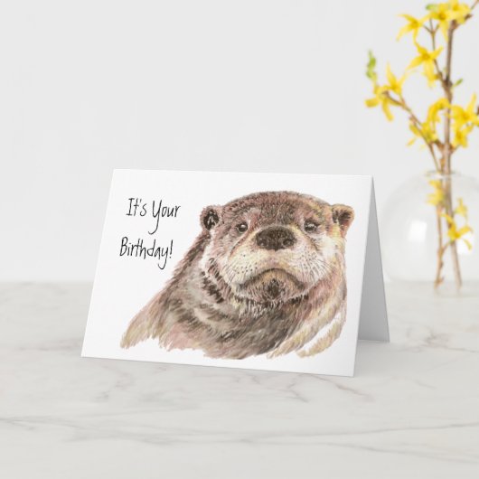 Fun Birthday Cute Otter Natuur, Wildlife Kaart (Gele Bloem)