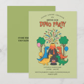 Fun Birthday Dino Party Dinosaur Invitation Kaart (Voorkant / Achterkant)