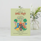 Fun Birthday Dino Party Dinosaur Invitation Kaart (Staand voorkant)