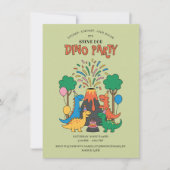 Fun Birthday Dino Party Dinosaur Invitation Kaart (Voorkant)