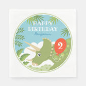 Fun Birthday Dinosaur Triceratops Eigen naampagina Servet (Voorkant)