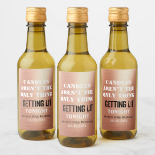 Fun Birthday Gezegde Roos Gold 30th Mini Wijn Etiket