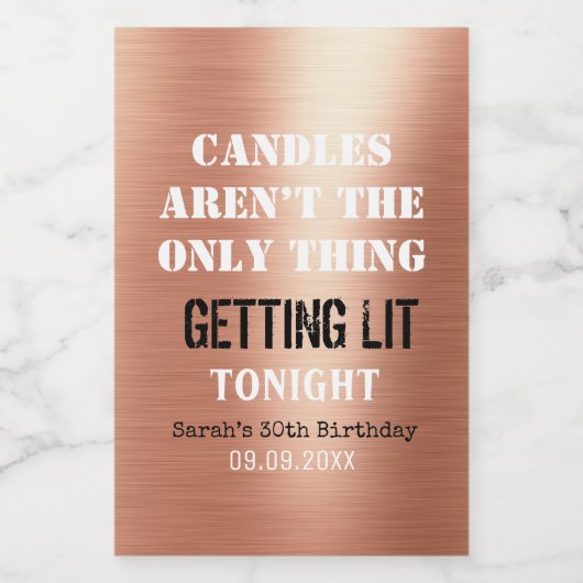 Fun Birthday Gezegde Roos Gold 30th Mini Wijn Etiket (Enkel label)