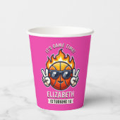 Fun Birthday Girl with Basketball Theme Papieren Bekers (Achterkant)