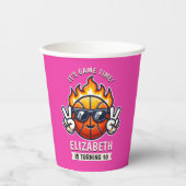 Fun Birthday Girl with Basketball Theme Papieren Bekers (Voorkant)
