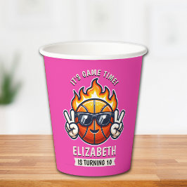 Fun Birthday Girl with Basketball Theme Papieren Bekers