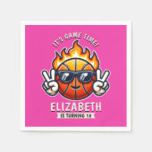 Fun Birthday Girl with Basketball Theme Servet (Voorkant)