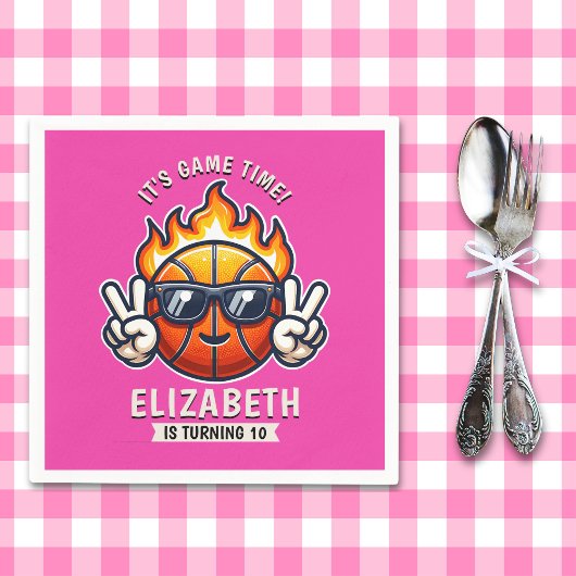 Fun Birthday Girl with Basketball Theme Servet