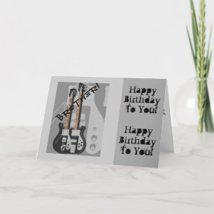 Fun, birthday greeting for brother, guitar. kaart
