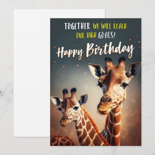 Fun Birthday Kaart met twee Giraffes (Voorkant / Achterkant)