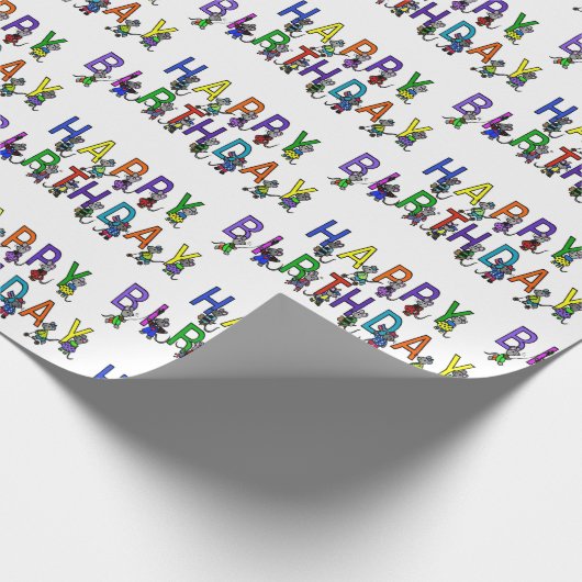 Fun Birthday Mice Cadeaupapier (Hoek)