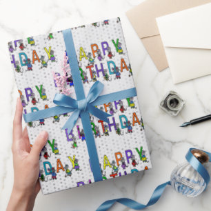 Fun Birthday Mice met Polka Dots Cadeaupapier