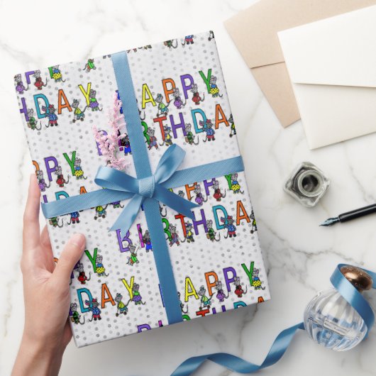 Fun Birthday Mice met Polka Dots Cadeaupapier (Geschenken)