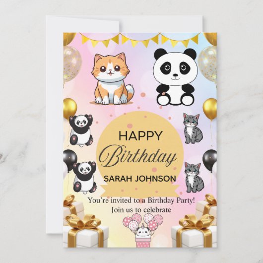 Fun Birthday Party Invitation | Colorful Modern Kaart (Voorkant)