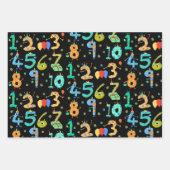 Fun Birthday Party Theme. Cute Cartoon Numbers Inpakpapier Vel (Voorkant 3)