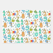 Fun Birthday Party Theme. Cute Cartoon Numbers Inpakpapier Vel (Voorkant 2)