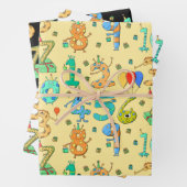 Fun Birthday Party Theme. Cute Cartoon Numbers Inpakpapier Vel (In situ)