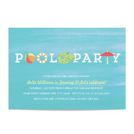Fun Birthday Pool Party Invitation Kaart