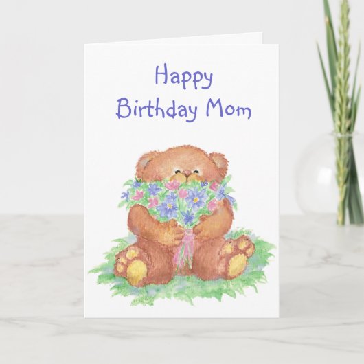 Fun Birthday Quote Cute Beer met Flowers Kaart (Voorkant)