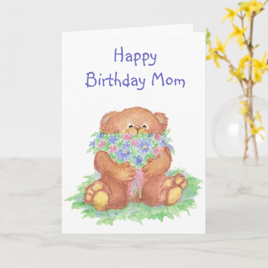 Fun Birthday Quote Cute Beer met Flowers Kaart (Gele Bloem)