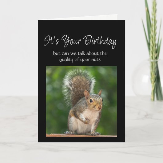 Fun Birthday Squirrel Feeder Nuts Question Kaart (Voorkant)