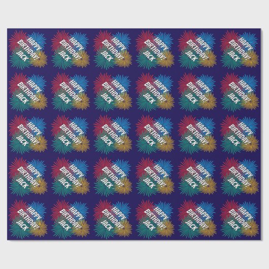 Fun Birthday wrapping paper with fireworks print Cadeaupapier (Vlak)