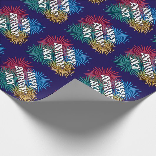 Fun Birthday wrapping paper with fireworks print Cadeaupapier (Hoek)