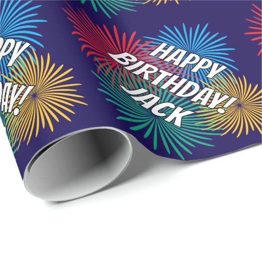 Fun Birthday wrapping paper with fireworks print Cadeaupapier (Rol Hoek)