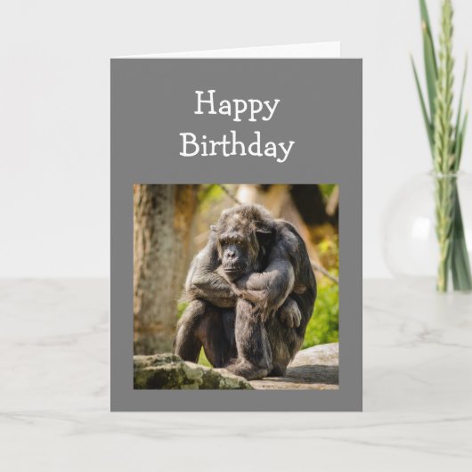 Fun Birthday Young Once Depression Gorilla Animal Kaart (Voorkant)