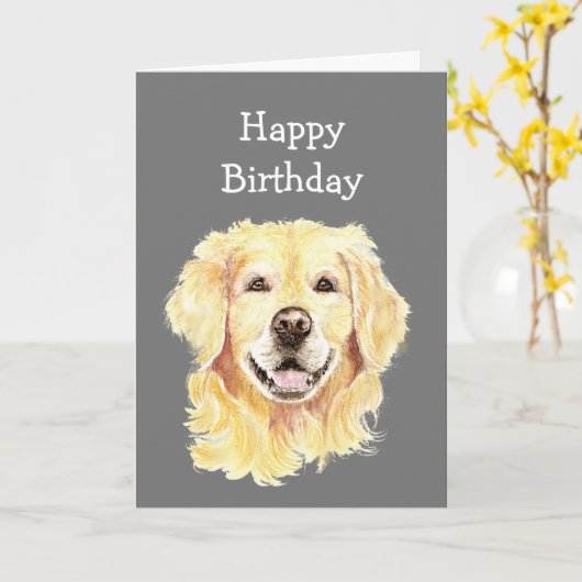 Fun Birthday Young Once Laughing Golden Retriever Kaart (Gele Bloem)