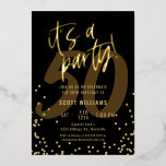Fun Black 50th Birthday Real Gold Foil Uitnodiging<br><div class="desc">Fun Black 50th Birthday Real Gold Foil Elegant Modern Invitation</div>