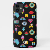 Fun Black 80's Icons Emojis Pattern Case-Mate iPhone Case (Achterkant)