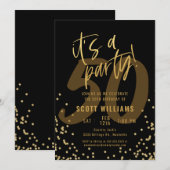 Fun Black and Gold 50th Birthday Party Invitation Kaart (Voorkant / Achterkant)