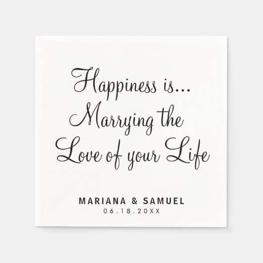 Fun Black and White Quote Love Wedding Servet (Voorkant)