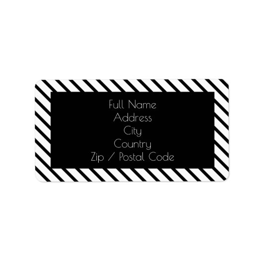 Fun Black and White Stripe Address Sticker Labels (Voorkant)