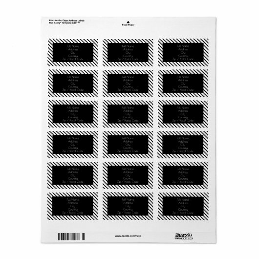 Fun Black and White Stripe Address Sticker Labels (Full Sheet)