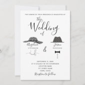 Fun Black and White Wedding Kaart (Voorkant)