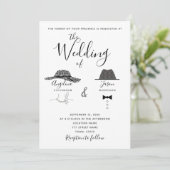 Fun Black and White Wedding Kaart (Staand voorkant)