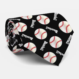 Fun Black Baseball Patroon Stropdas