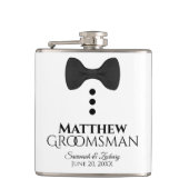 Fun Black Bow Stropdas Tuxedo Groomsman Weddenscha Heupfles (Voorkant)