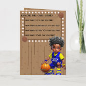 Fun Black Boys Basketbal Woord Zoeken Verjaardag Kaart (Achterkant)
