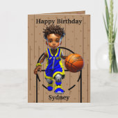 Fun Black Boys Basketbal Woord Zoeken Verjaardag Kaart (Voorkant)