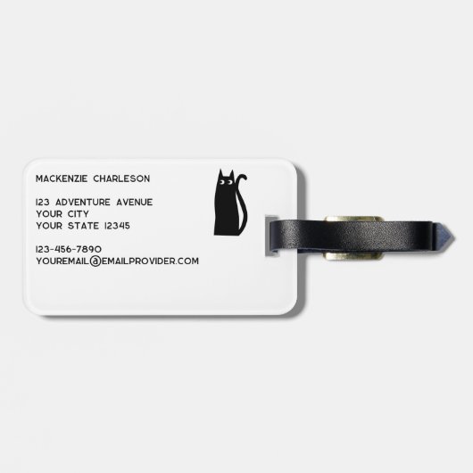 Fun Black Cat Bagagelabel (Achterkant horizontaal)