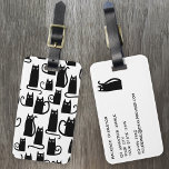 Fun Black Cat Bagagelabel<br><div class="desc">Kleine zwarte kattenpatroon,  perfect voor dierenvrienden. Originele kunst van Nic Squirrell. Verander de details op het omgekeerde om te personaliseren.</div>