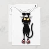 Fun Black Cat Falling Down Briefkaart (Voorkant / Achterkant)